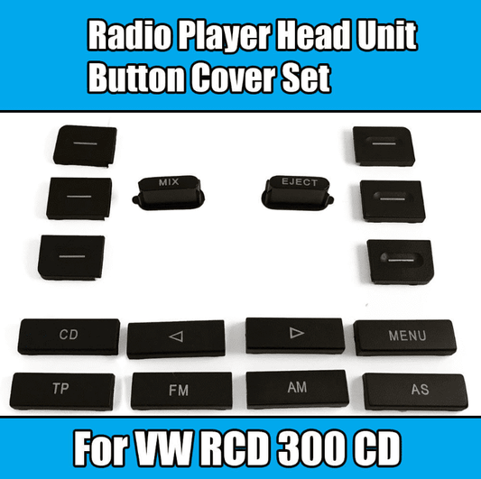 16 Piece Button Cover Set for VW Head Unit Rcd 300 Cd Radio Player Black Plastic