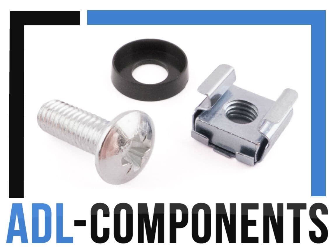 19" Rack Mount Kit M6 Cage Nuts, Bolts & Washers, Bolt Size M6X16mm 50 Pack