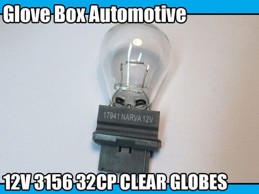 1X 12V 3156 32Cp Clear Globes Single Filament Incandescent Glove Box Bulb