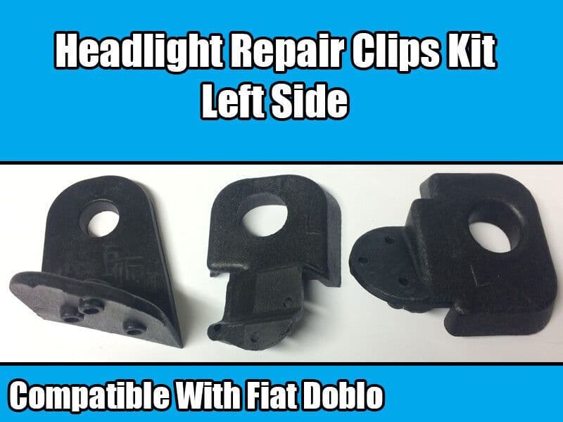 1X Black Headlight Repair Kit for Fiat Doblo 2005-2009 Left Side