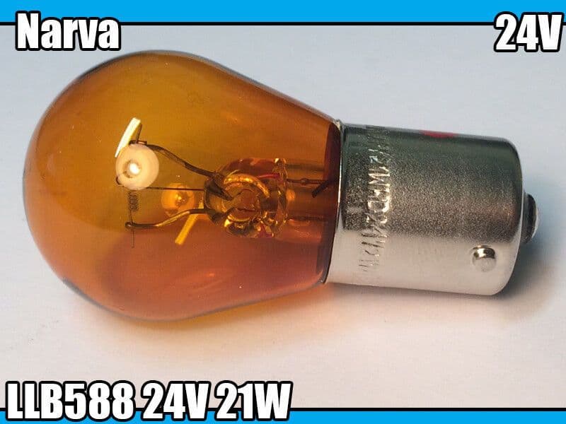 1x Narva Llb588 24V 21W Py21W Scc Bau15S Single Contact Amber Orange Light Bulb