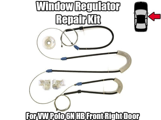 1x Window Regulator Repair Kit for VW Polo 6N Hb Front Right Door