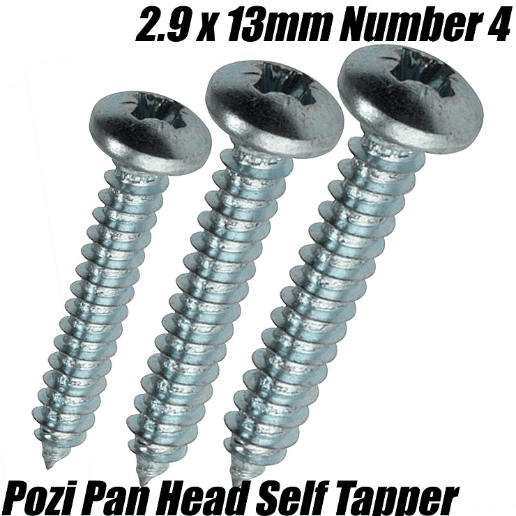 2.9X13mm Number 4 Pozi Pan Head Self-Tapping Screw Bright Zinc