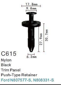 20 Push-Type Panel Retainer Trim Clips for Ford N807577-S N808331-S