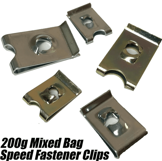 200g Mixed Bag of Speed Fasteners U Clips Spire Clip Captive Nuts Zinc