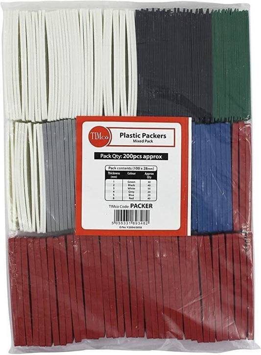200x Assorted Timco Flat Plastic Window Glazing Packers Spacers Shims
