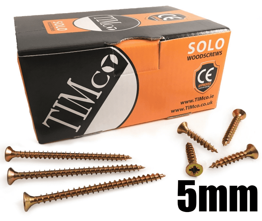 200x Timco 10G 5mm Solo Wood Screws Zinc Yellow Pozi Countersunk