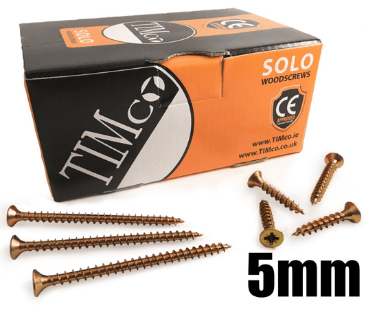 200x Timco 10G 5mm Solo Wood Screws Zinc Yellow Pozi Countersunk