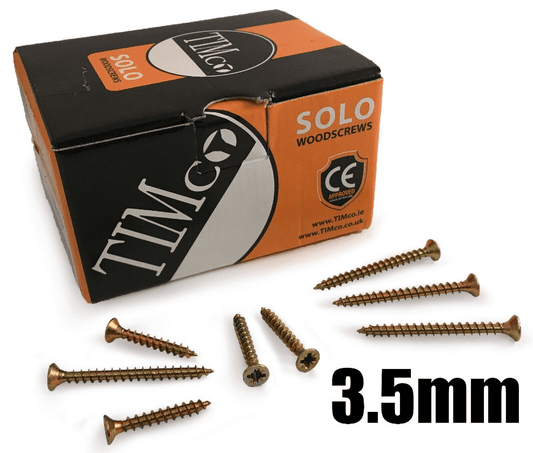 200x Timco 6G 3.5mm Solo Wood Screws Zinc Yellow Pozi Head Countersunk