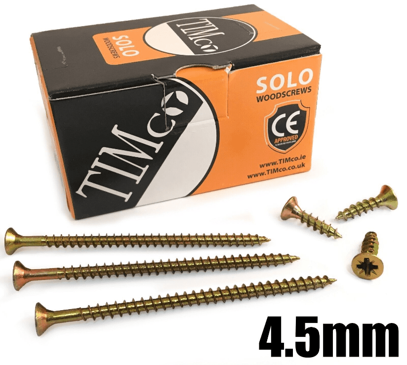 200x Timco 9G 4.5mm Solo Wood Screws Zinc Yellow Pozi Head Countersunk