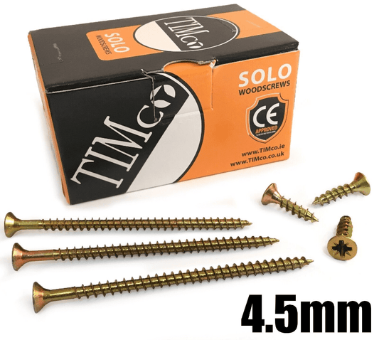 200x Timco 9G 4.5mm Solo Wood Screws Zinc Yellow Pozi Head Countersunk