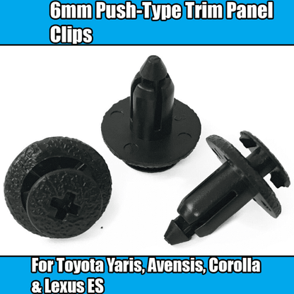 20x 6mm Clips Black Plastic for Toyota Yaris Avensis Corolla Trim Panel
