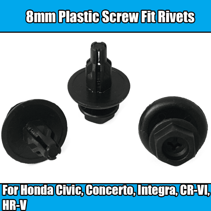 20x 8mm Black Plastic Screw Fit Clips for Honda Engine Undertray Radiator Shield