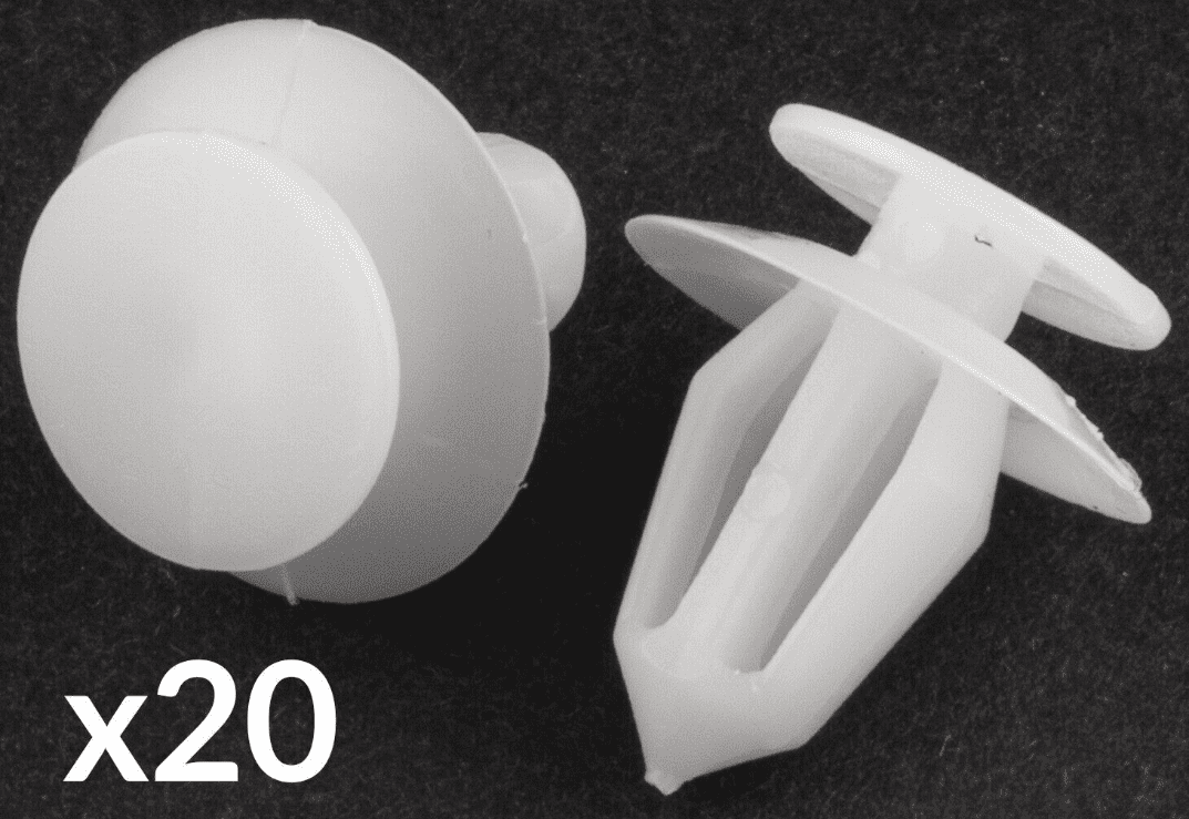 20x 8mm Clips for Vauxhall Corsa Door Card Panel Cover Wing Mirror Plastic White