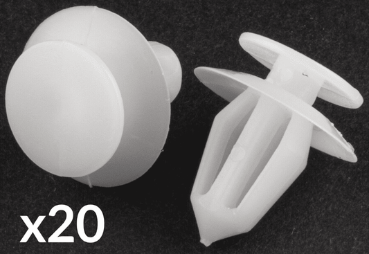 20x 8mm Clips for Vauxhall Corsa Door Card Panel Cover Wing Mirror Plastic White