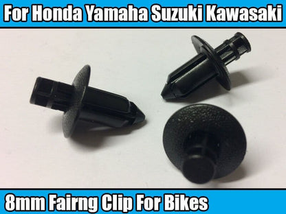 20x 8mm Plastic Rivet Bike Fairing Trim Clips for Honda Yamaha Suzuki Kawasaki