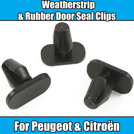 20x Black Plastic Clips for Peugeot & Citroen Weatherstrip & Rubber Door Seal