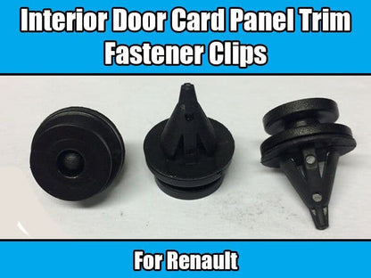 20x Black Plastic Clips for Renault Interior Door Card Trim Panel