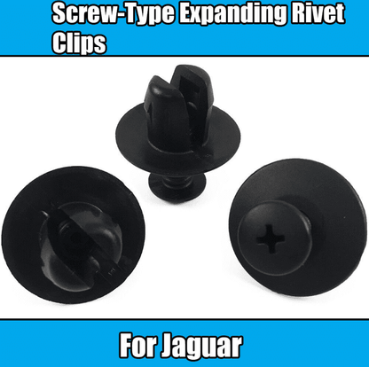 20x Black Plastic Expanding Rivet Clips for Jaguar 12mm Screw Fit