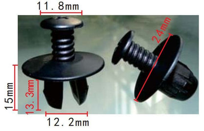 20x Black Plastic Expanding Rivet Clips for Jaguar 12mm Screw Fit