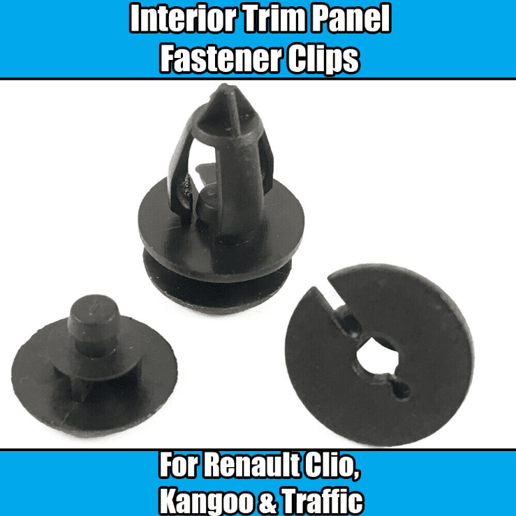 20x Black Plastic Panel Clips for Renault Clio Kango Traffic Interior Trim