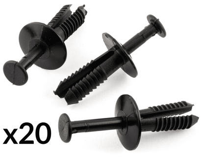 20x Black Plastic Panel Retaining Clip 6mm for BMW & Vauxhall Wheel Arch Bumper