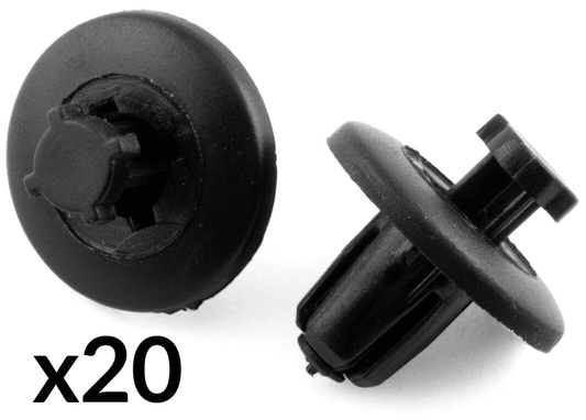 20x Black Plastic Push Type Clips for Peugeot Citroen Wheel Arch & Bumper Liner