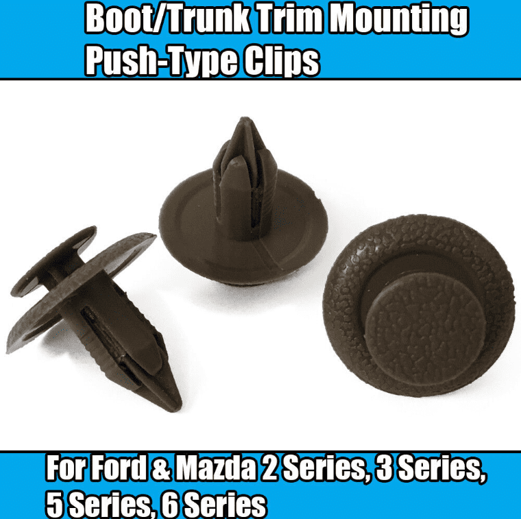 Push Style Clips 20x Brown Plastic Boot Trim Mounting Push Type Clips for Ford Mazda ...