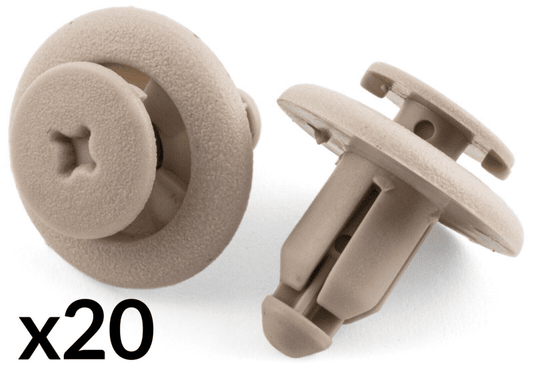 20x Clips for GM Nissan Wheel Arch Mounting Clips Light Grey Plastic