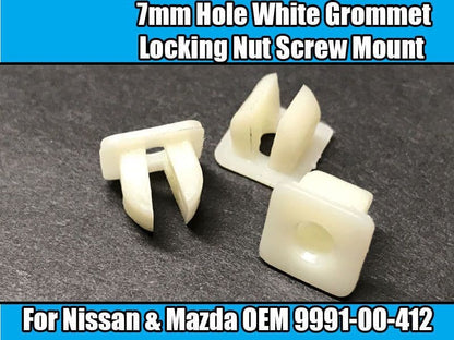 20x for Nissan Mazda 7mm Hole White Grommet Locking Nut Screw Mount 9991-00-412