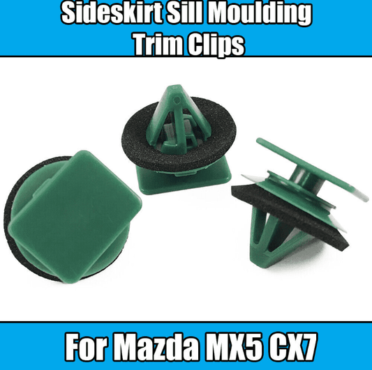 20x Green Plastic Trim Clips w/ Washer for Mazda Mx5 Cx7 Side skirt Sill Moulding