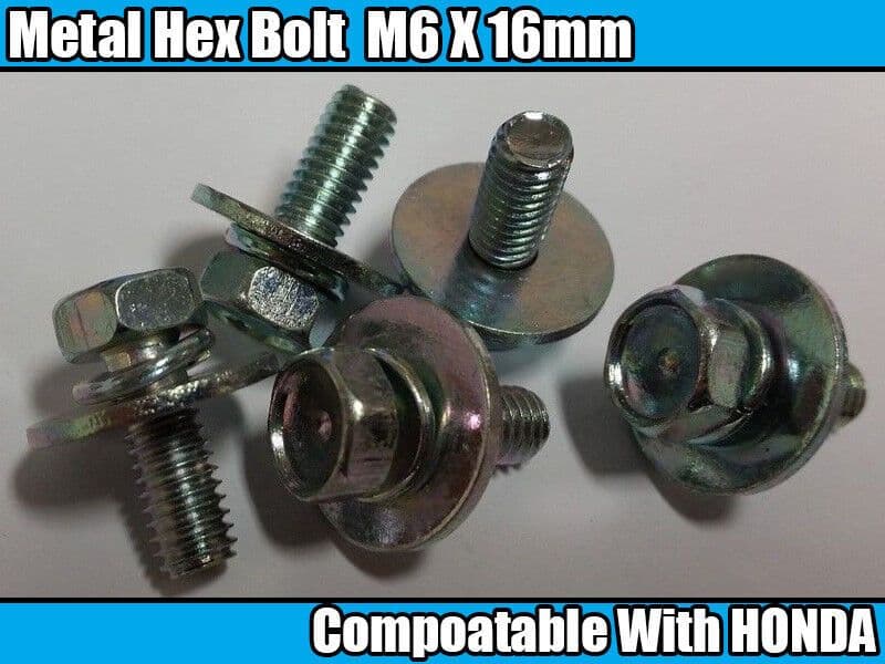 20x Metal Hex Bolt With Captive Washer M6X16mm & O Ring for Honda/General