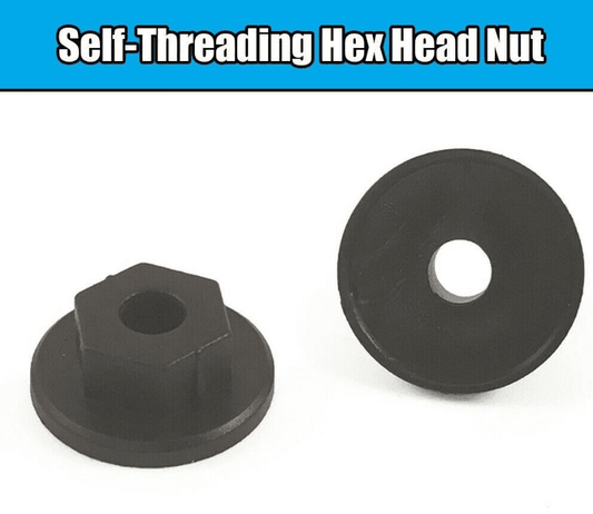 20x Nut for BMW VW Vauxhall Mercedes Mini Self-Threading Hex Head Black Plastic