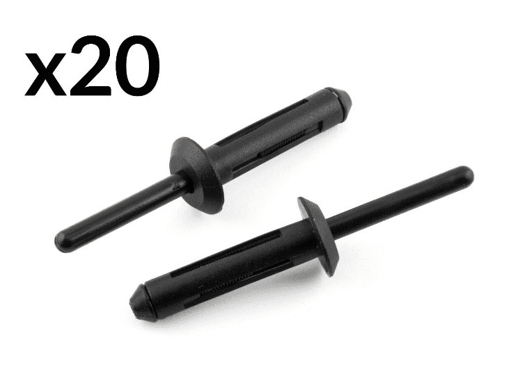 20x Panel Clip Black Plastic Blind Pop Rivet Fastener 6mm for Ford GM Chrysler