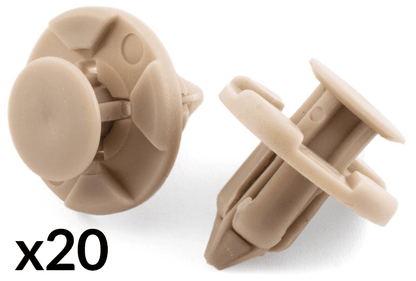 20x Push Type Clips for Nissan Mitsubishi Toyota Bumper Wheel Arch Grey Plastic