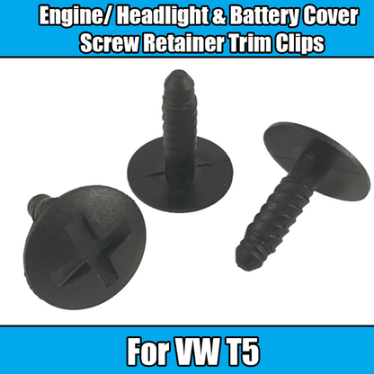 20x Screw Retainer Black Trim Clips for VW T5 Engine Headlight Battery Cover