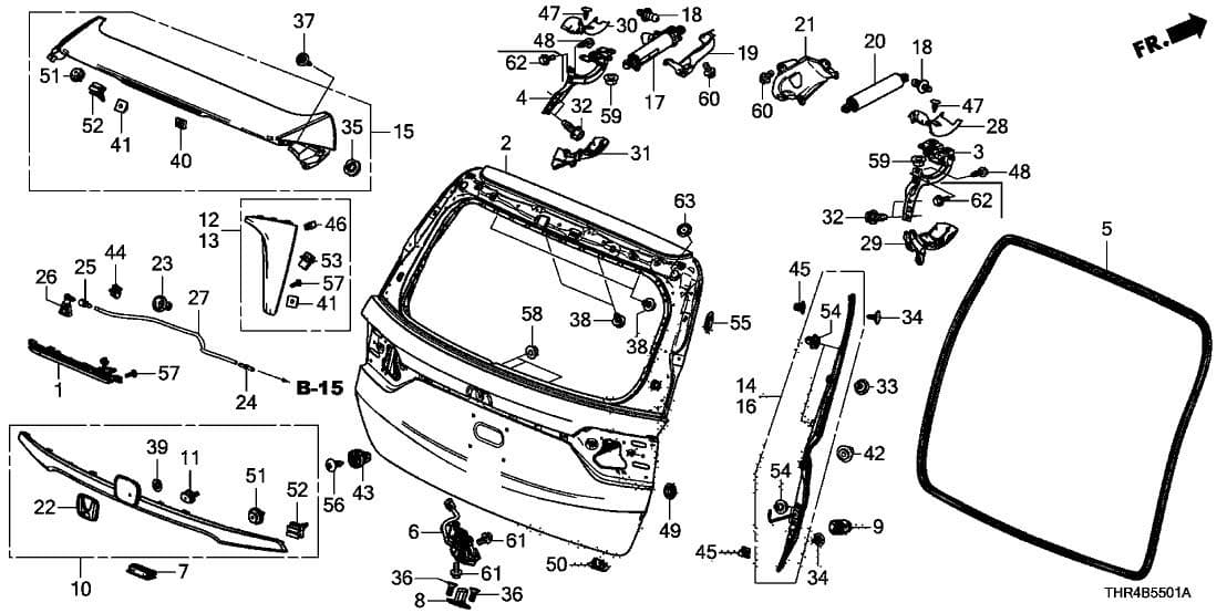 20x Trim Clips for Honda Civic Accord Cr-V Rear Spoiler Lip Panel