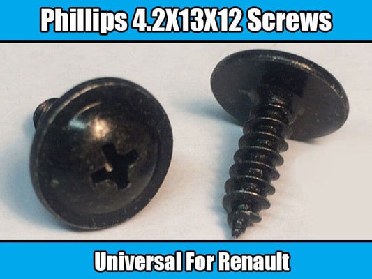 20x Universal Black Metal Screws Phillips Head 4,2X13X12 for Renault