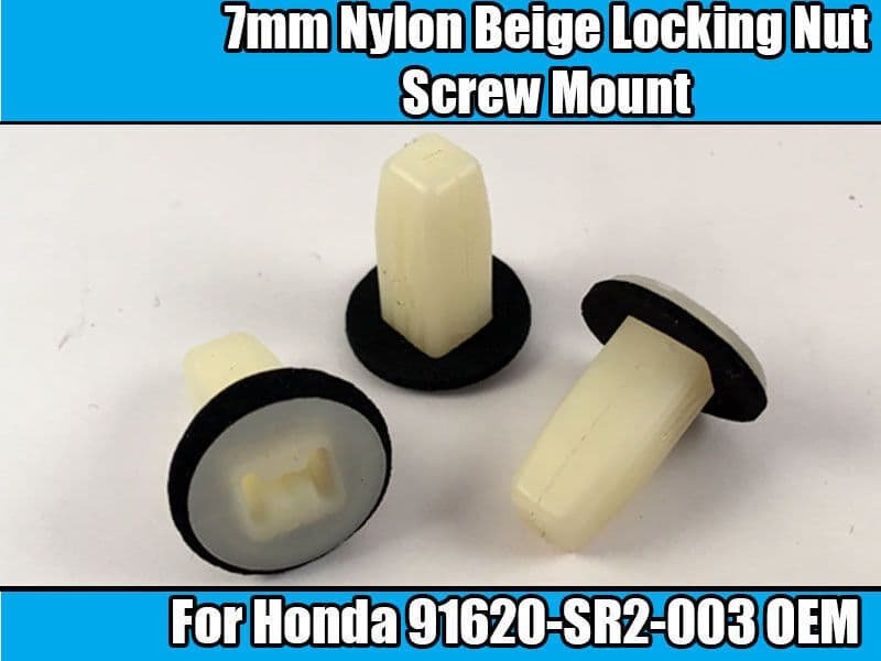 20x White Plastic Locking Nut Screw Mounting Clips for Honda Q040 7mm