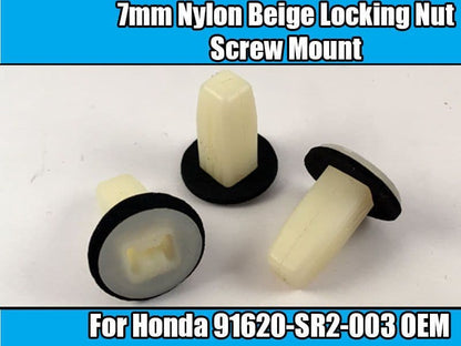 20x White Plastic Locking Nut Screw Mounting Clips for Honda Q040 7mm