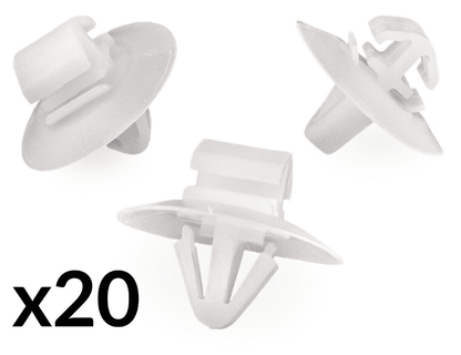 20x White Plastic Trim Clip for Fiat Renault Door Bumper Side Moulding