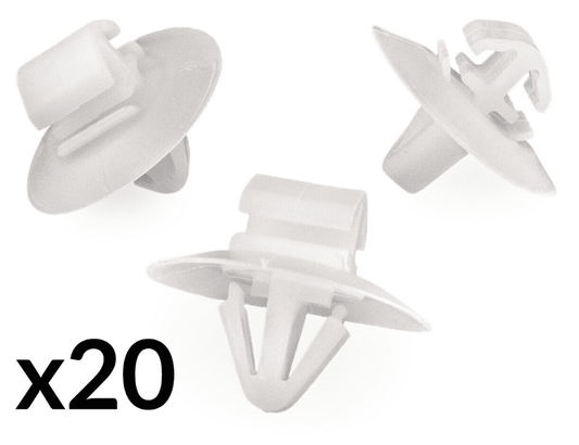 20x White Plastic Trim Clip for Fiat Renault Door Bumper Side Moulding