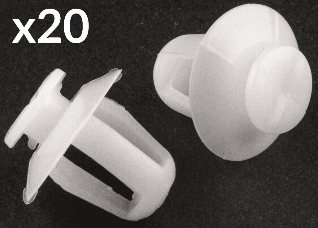 20x White Plastic Trim Clips for Peugeot Exterior Door Moulding Bumpstrip
