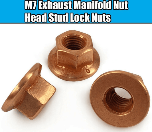 24x M7 Copper Hex Head Stud Lock Exhaust Manifold Nuts for BMW X1 X3 X5 3 Series