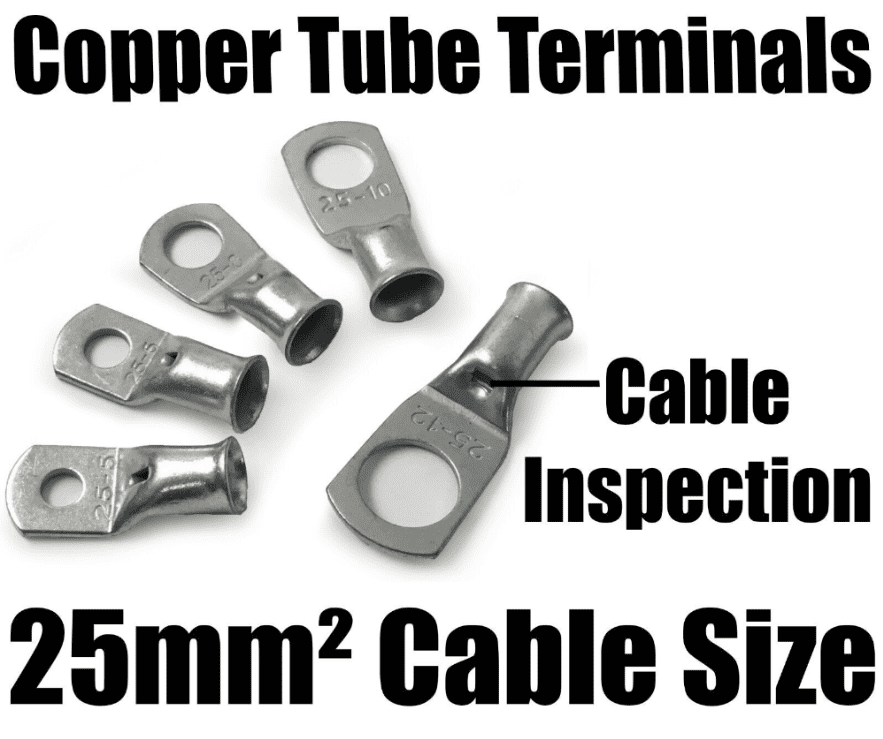 25mm Cable Copper Tube Terminals Battery Welding Solder Lug Ring Crimp Eyelets