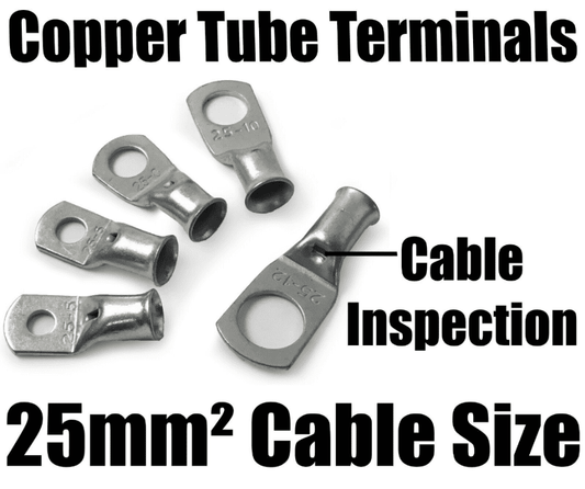 25mm Cable Copper Tube Terminals Battery Welding Solder Lug Ring Crimp Eyelets