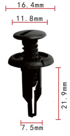 25x  Black Nylon Plastic Rear Panel Push Type Trim Clips for Honda