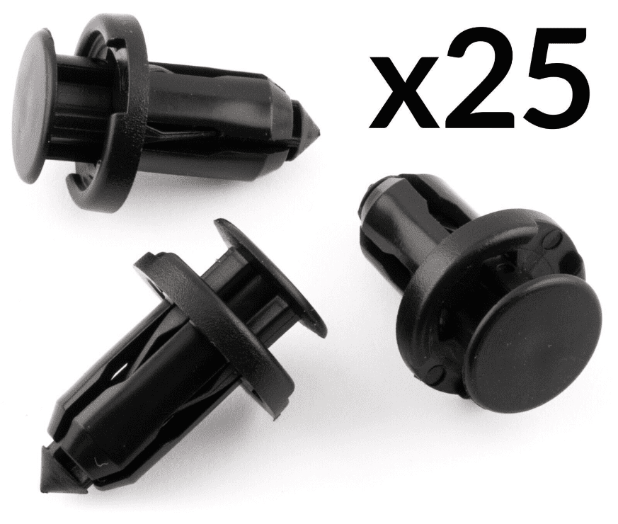 25x Black Plastic Trim Clip Rivet for Honda Crv Civic Nissan Bumper Bonnet