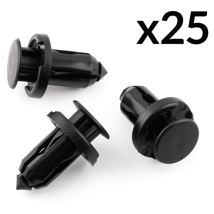25x Black Plastic Trim Clip Rivet for Honda Crv Civic Nissan Bumper Bonnet