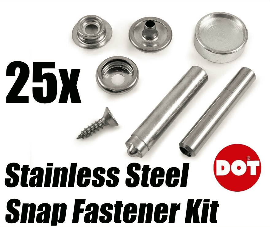 25x Dot 316 A4 Stainless Steel Stud Canvas To Deck Fastener Kit with Tools